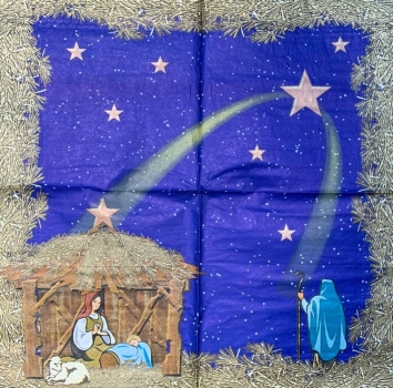 Serviette Krippe blau